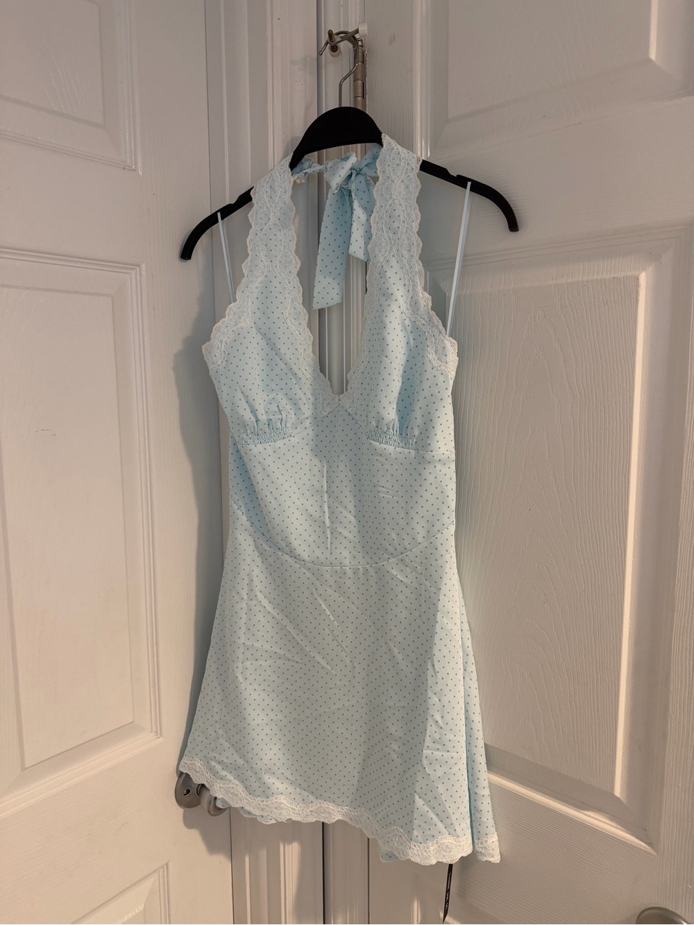Frankie's Bikinis Light Blue Polka Dot Halter Dress - Picture 2 of 6